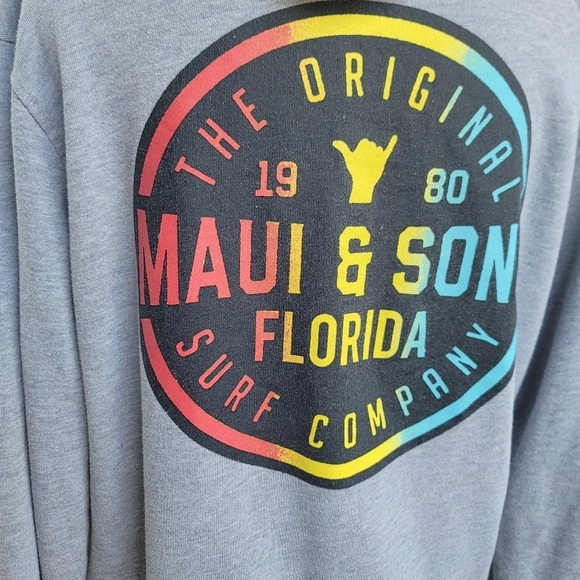 Maui and Sons Florida Surf Company Women's Gray Pullover Hoodie Sweatshirt S - Picture 6 of 9